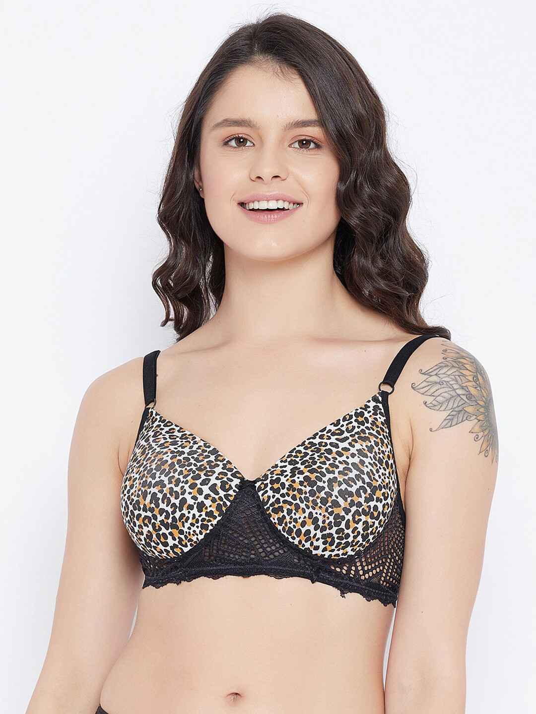 

Clovia Black & White Animal Heavily Padded T-shirt Bra