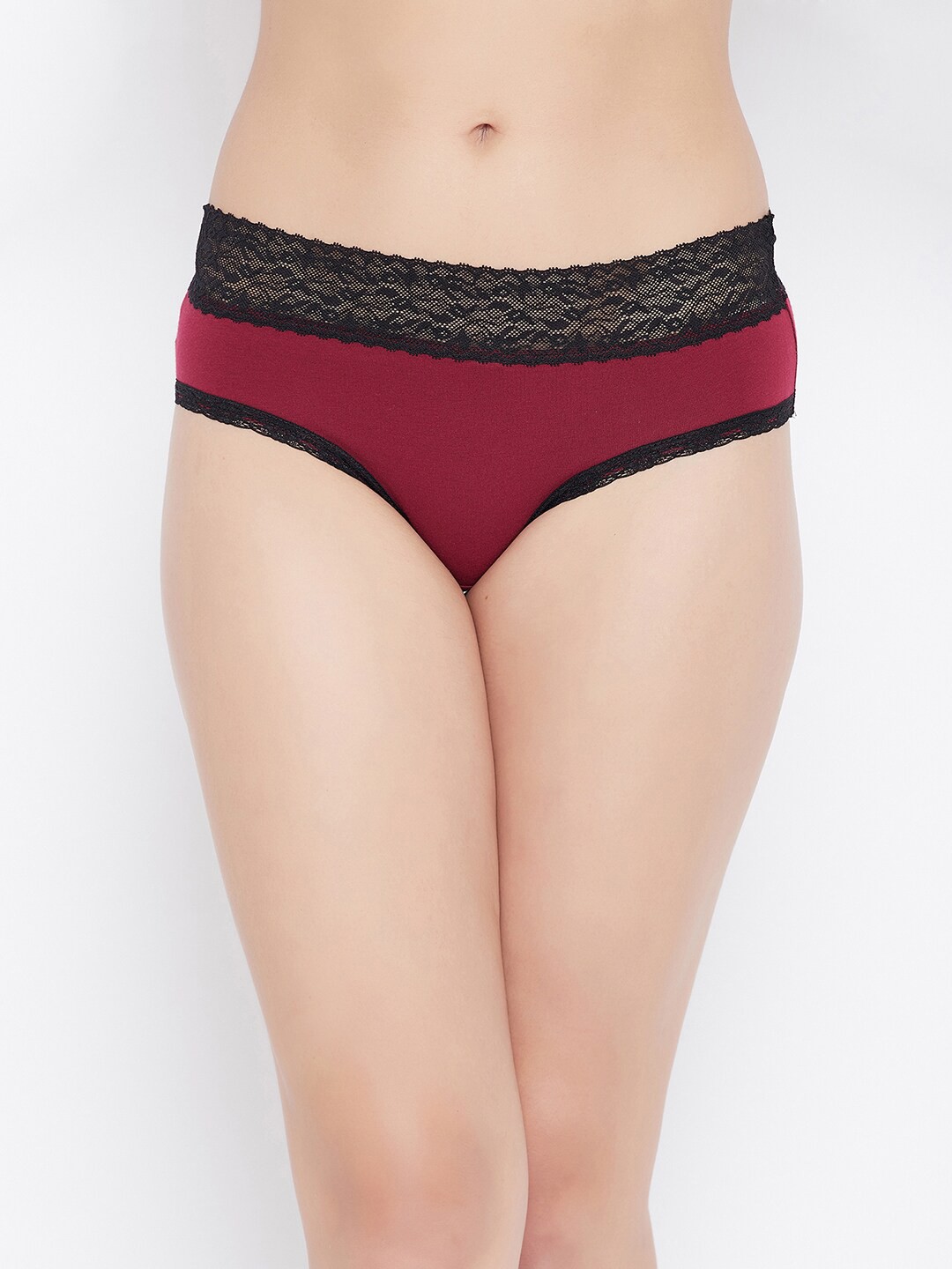 

Clovia Women Maroon Solid Cotton Hipster Briefs