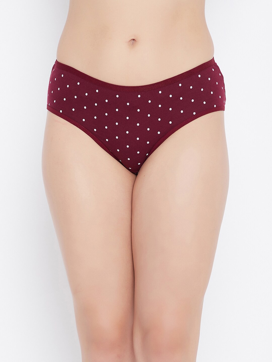 

Clovia Women Maroon & White Printed Cotton Hipster Briefs