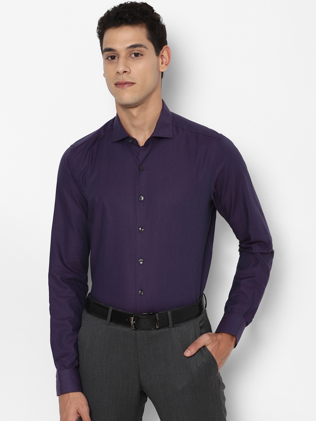 

SIMON CARTER LONDON Men Purple Slim Fit Opaque Pure Cotton Formal Shirt
