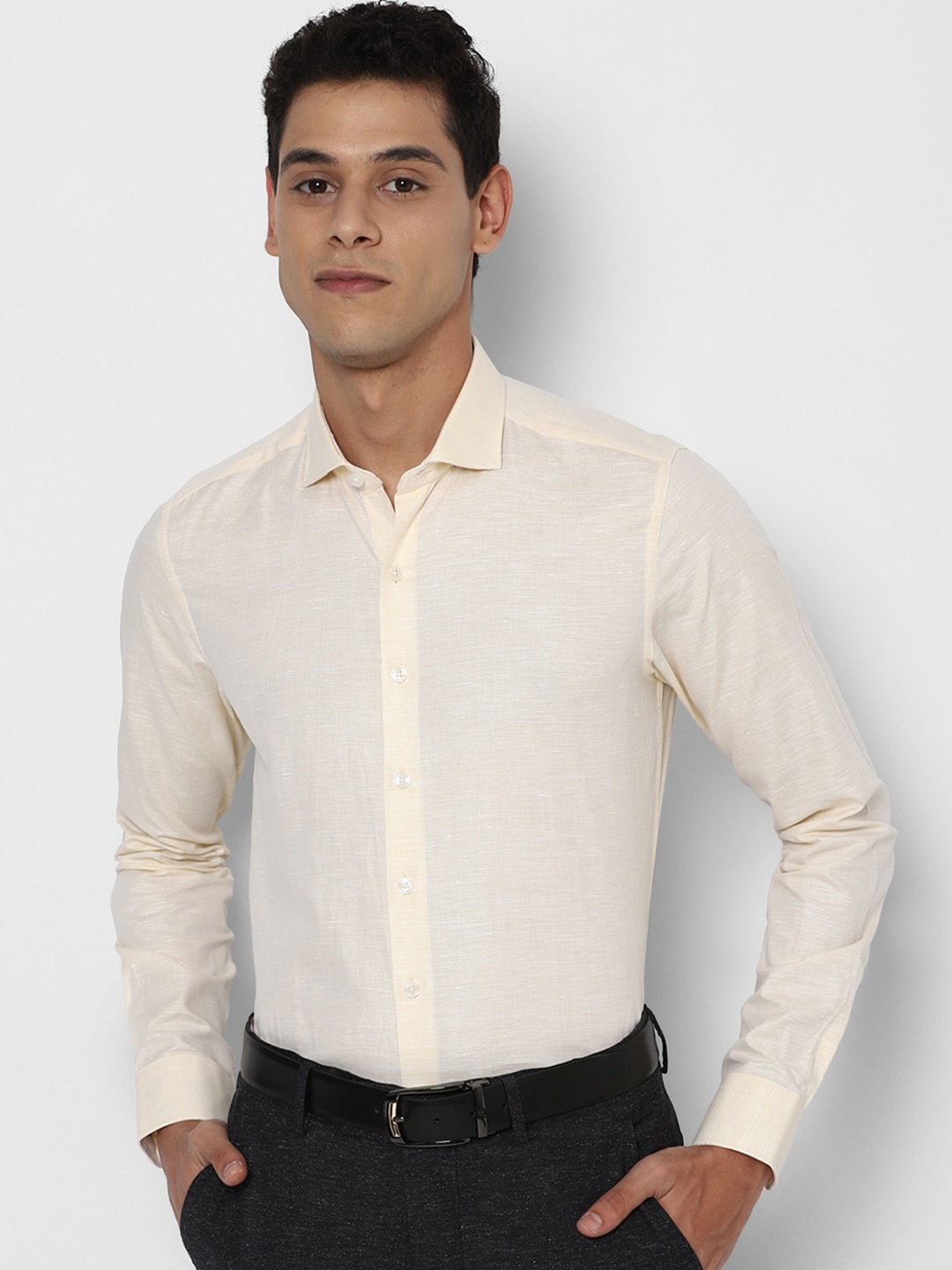 

SIMON CARTER LONDON Men Beige Slim Fit Opaque Pure Cotton Formal Shirt