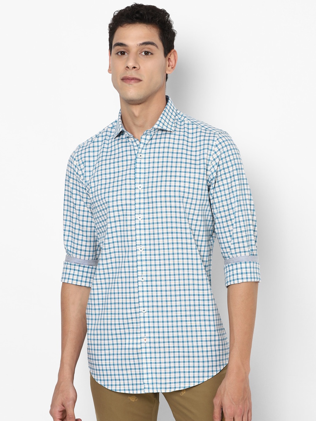 

SIMON CARTER LONDON Men Blue Slim Fit Gingham Checks Opaque Checked Casual Shirt