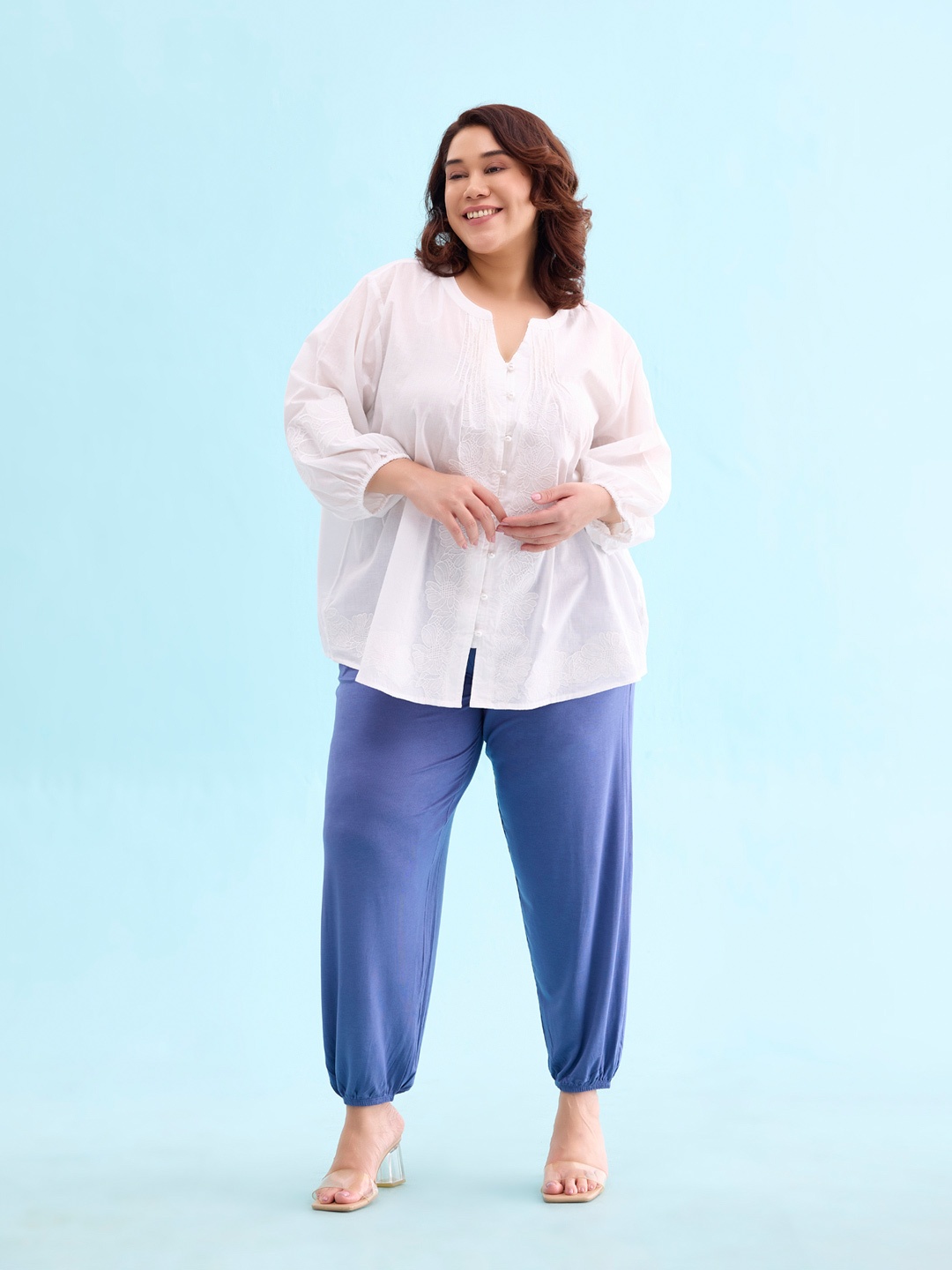

Go Colors Women Blue Solid Harem Pants