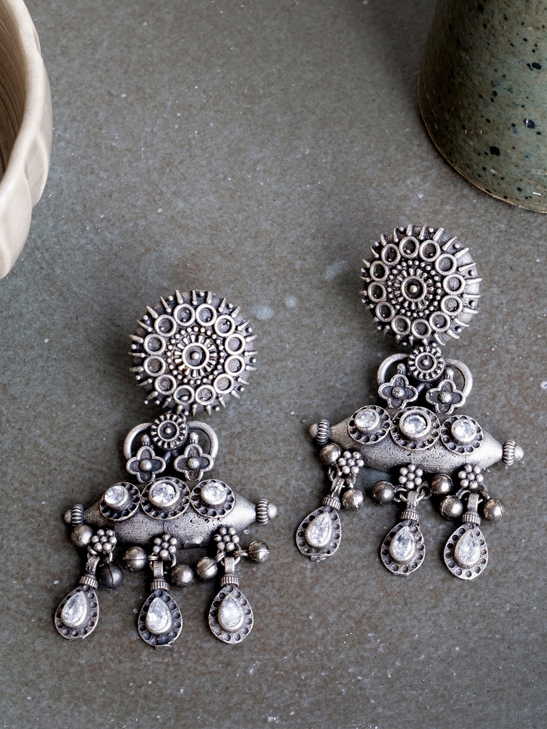 

Infuzze Silver-Toned Contemporary Drop Earrings