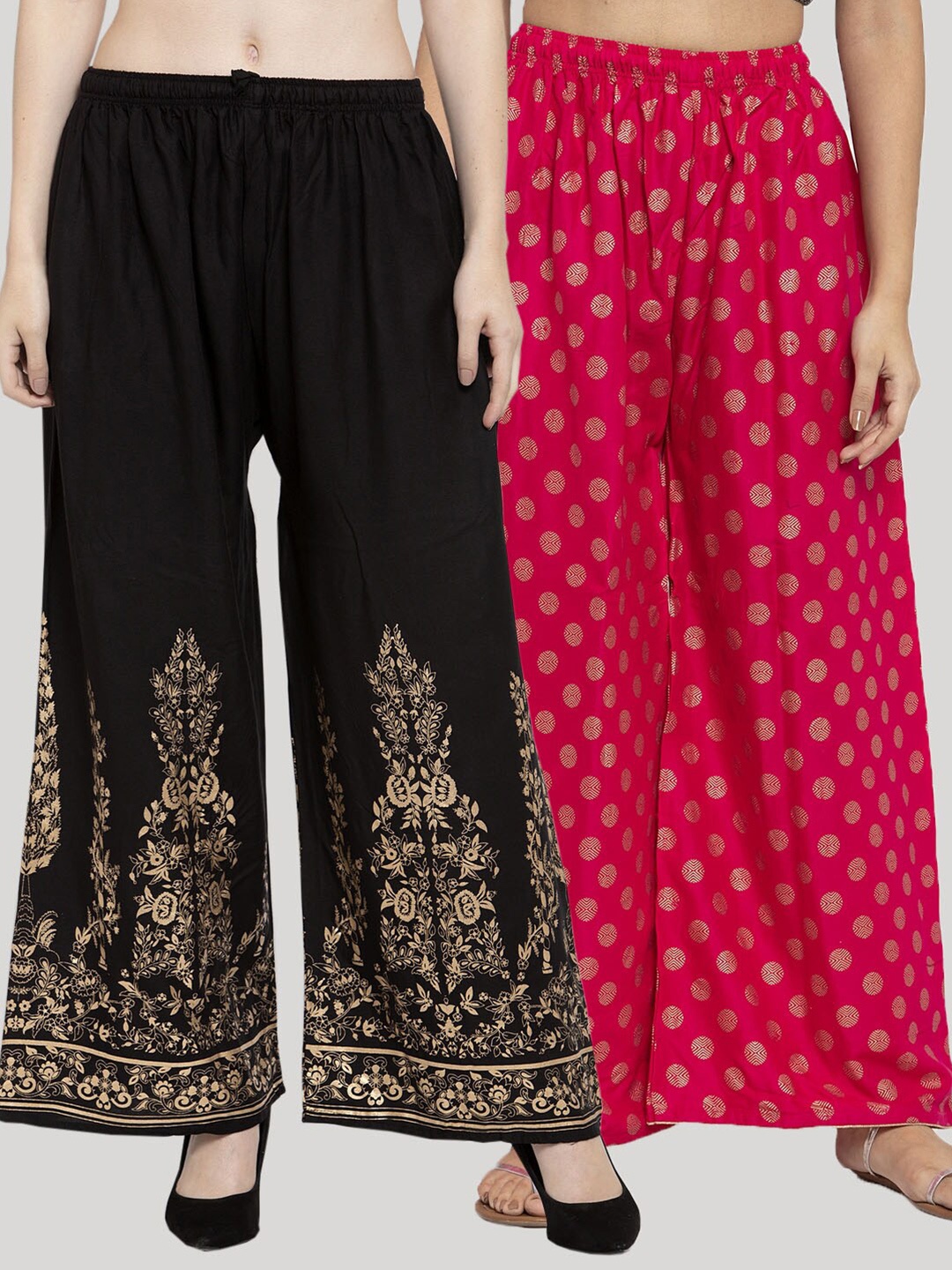 

Clora Creation Pack of 2 Women Magenta & Black Ethnic Motifs Printed Ethnic Palazzos