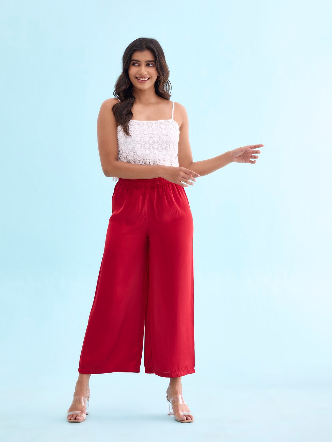 

Go Colors Women Red Palazzos