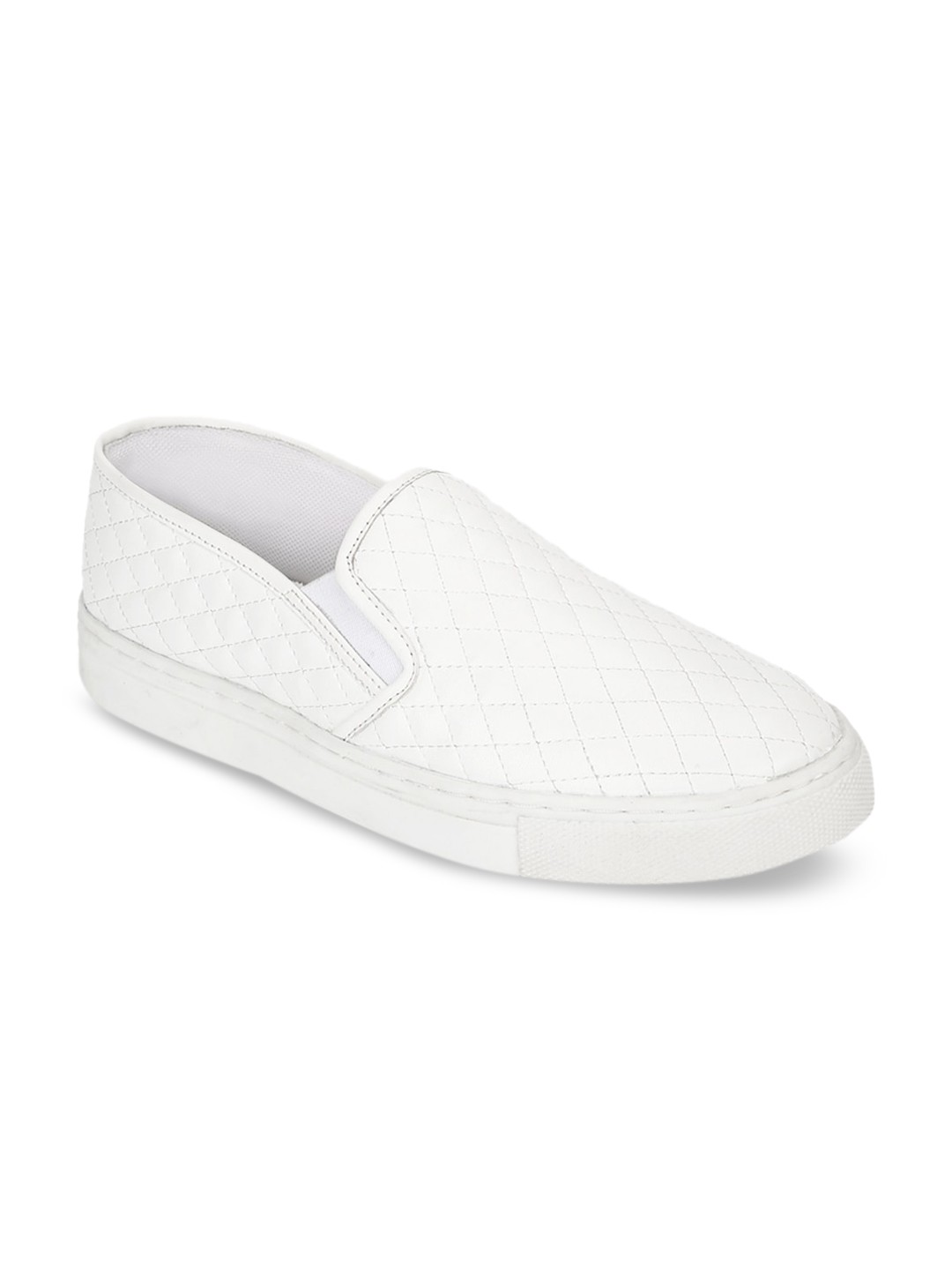 

Truffle Collection Women White Textured PU Slip-On Sneakers