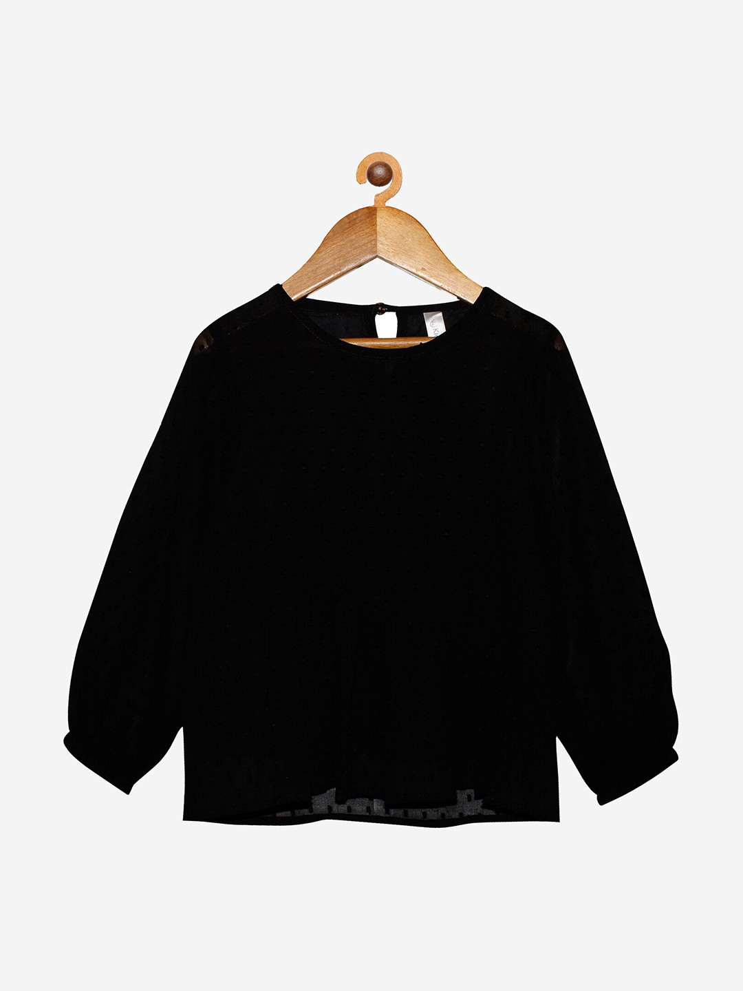 

KiddoPanti Girls Black Georgette Regular Top