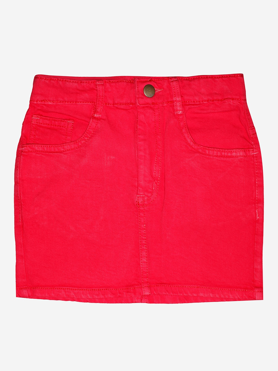 

KiddoPanti Girls Red Mini Denim Skirt