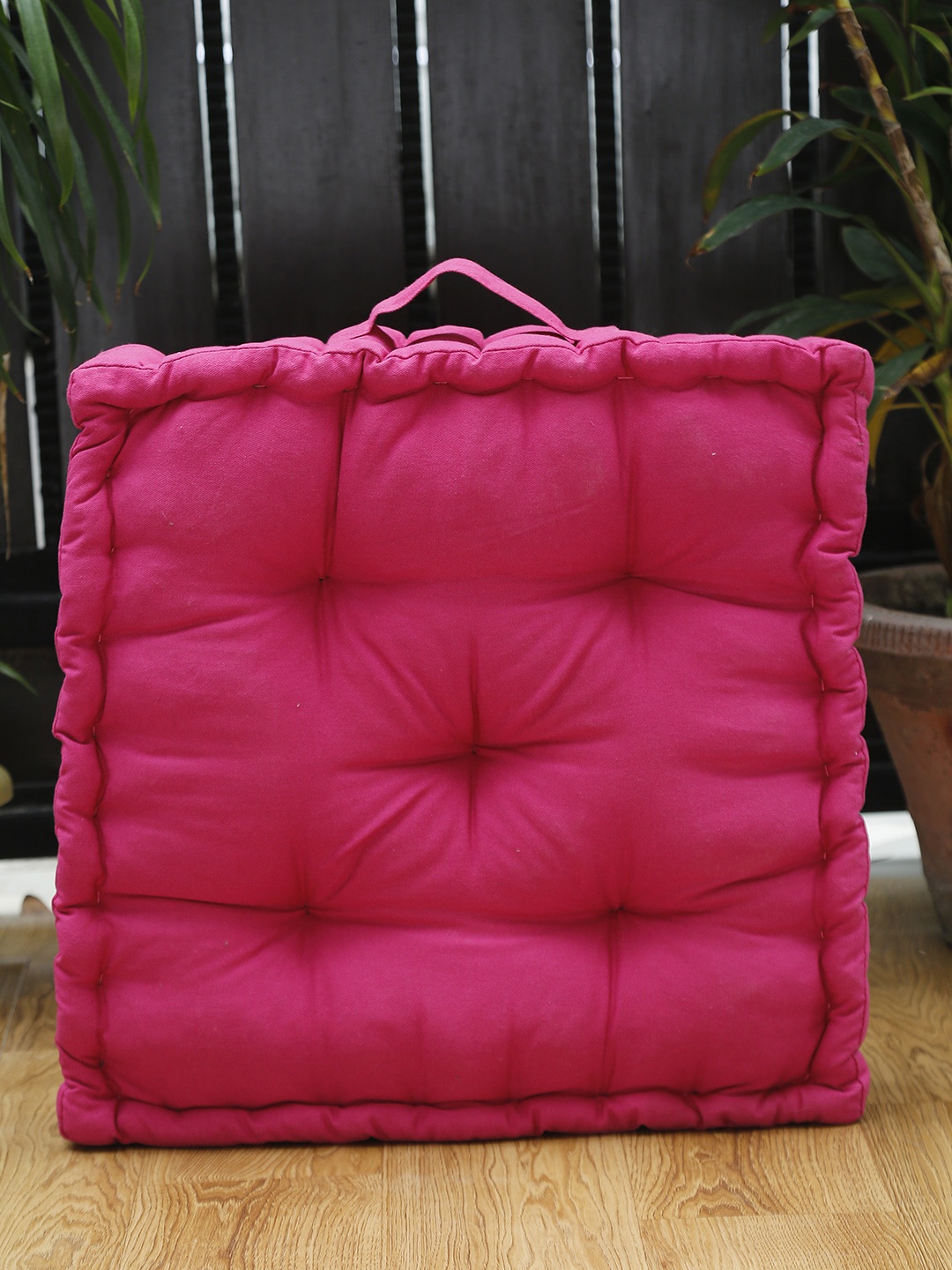 

BLANC9 Pink Solid Square Floor Cushion, Fuchsia