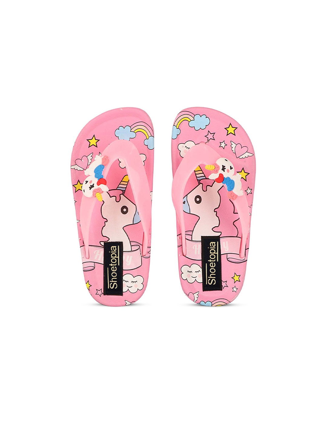 

Shoetopia Girls Pink & Blue Printed Thong Flip-Flops