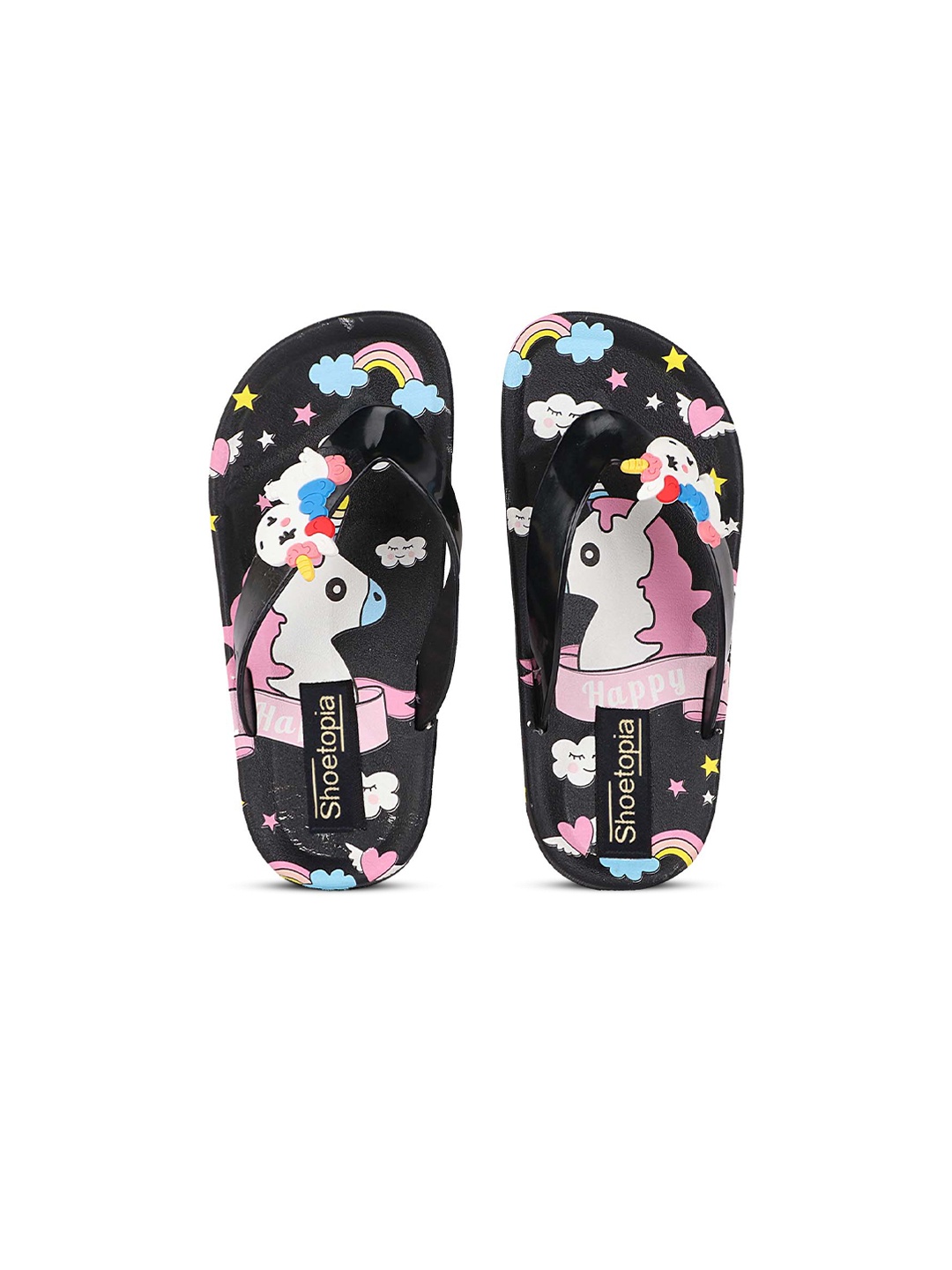 

Shoetopia Girls Black & Pink Printed Thong Flip-Flops