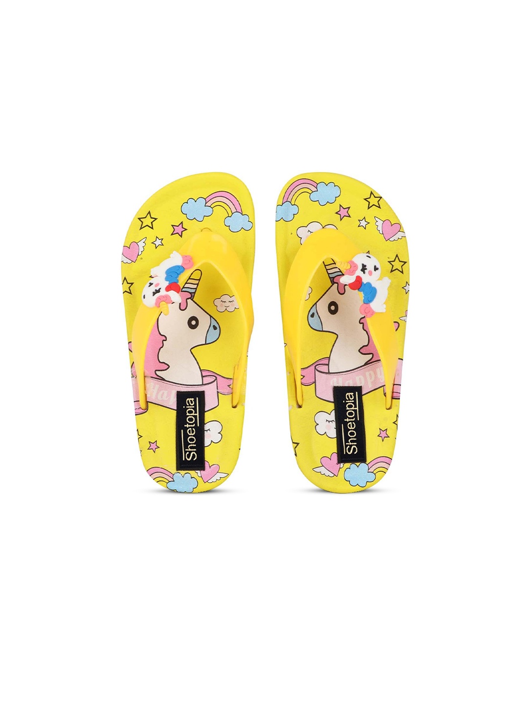 

Shoetopia Girls Yellow & Pink Printed Thong Flip-Flops