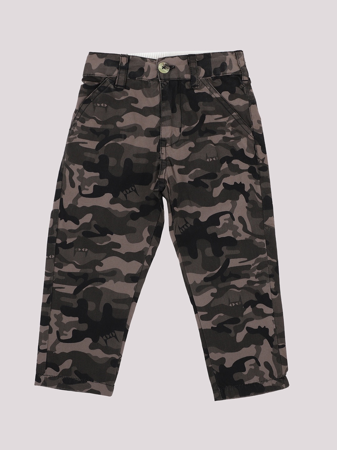 

Bodycare Kids Boys Brown & Olive Green Pure Cotton Camouflage Printed Regular Trouser