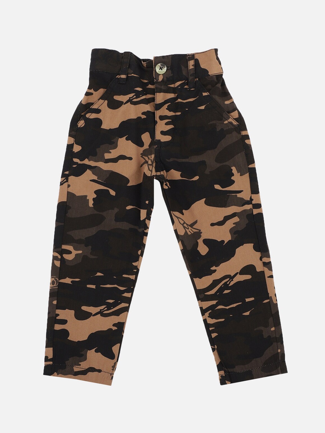 

Bodycare Kids Infant Boys Brown & Olive Green Camouflage Printed Pure Cotton Pant