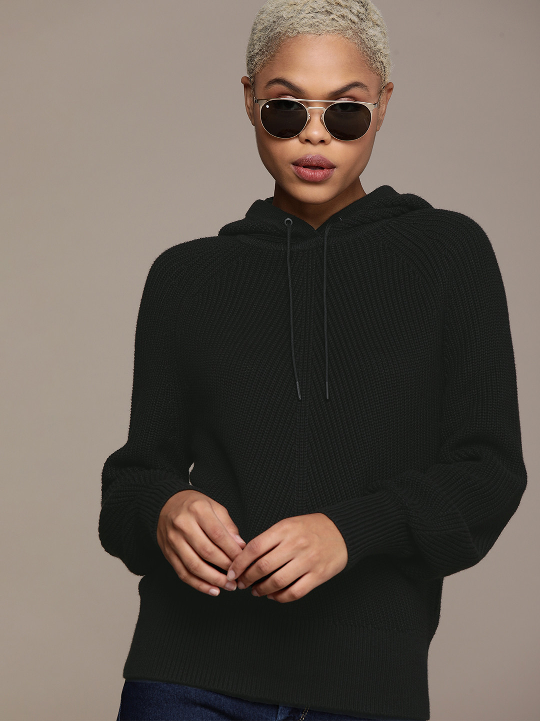 

Calvin Klein Jeans Women Black Self Design Pullover Sweater