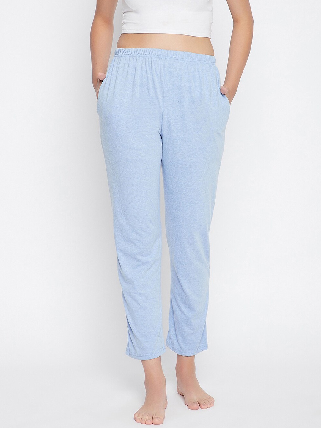 

Clovia Women Blue Solid Cotton Lounge Pants