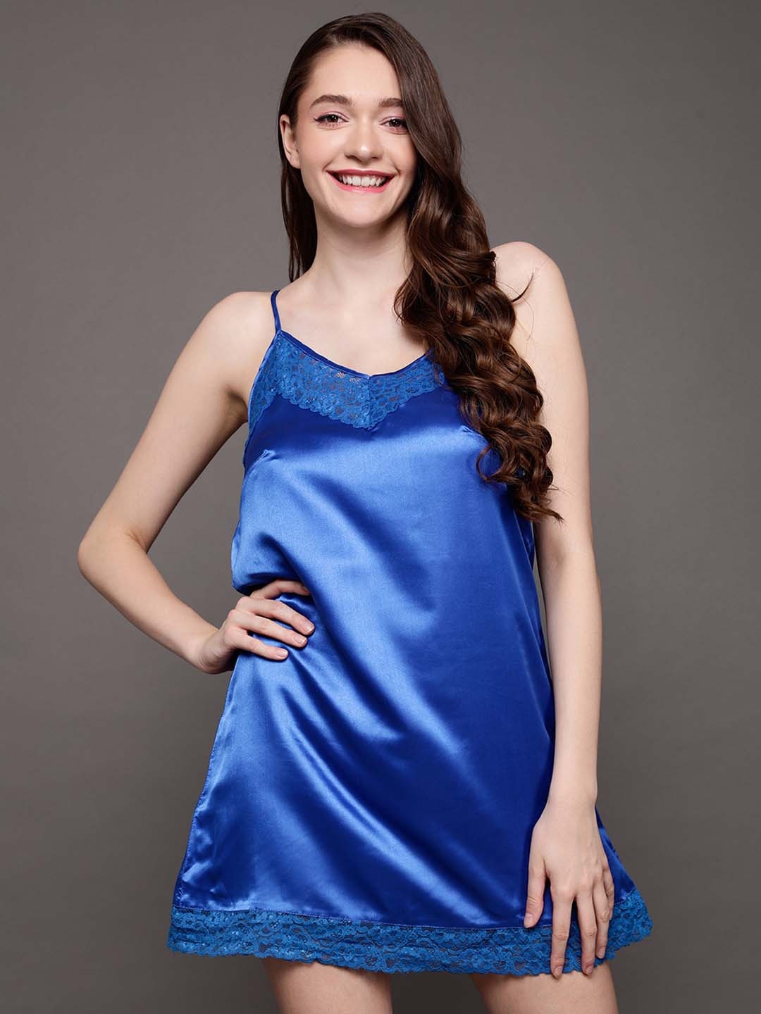

Clovia Women Blue Solid Baby Doll