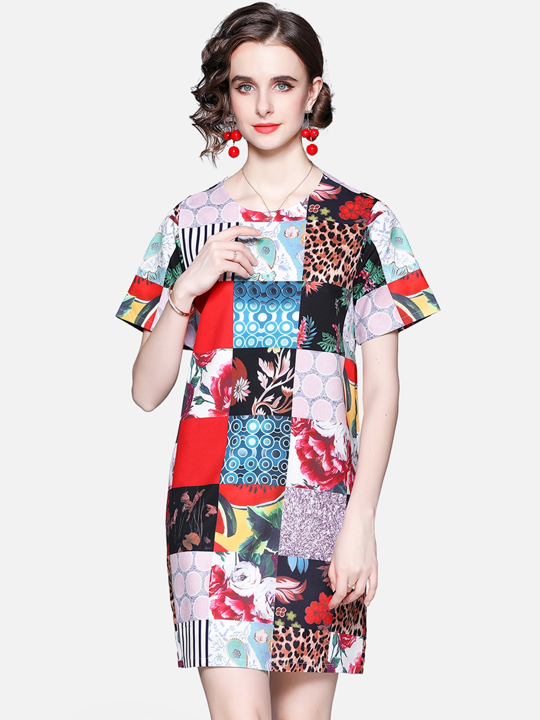 

JC Collection Women Red Floral Georgette Dress