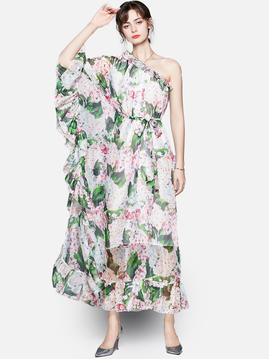 

JC Collection Multicoloured Floral One Shoulder Maxi Dress, Multi