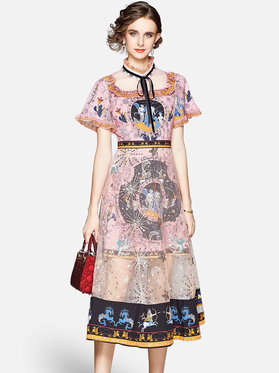 

JC CollectionWomen Pink & Black Printed Dress