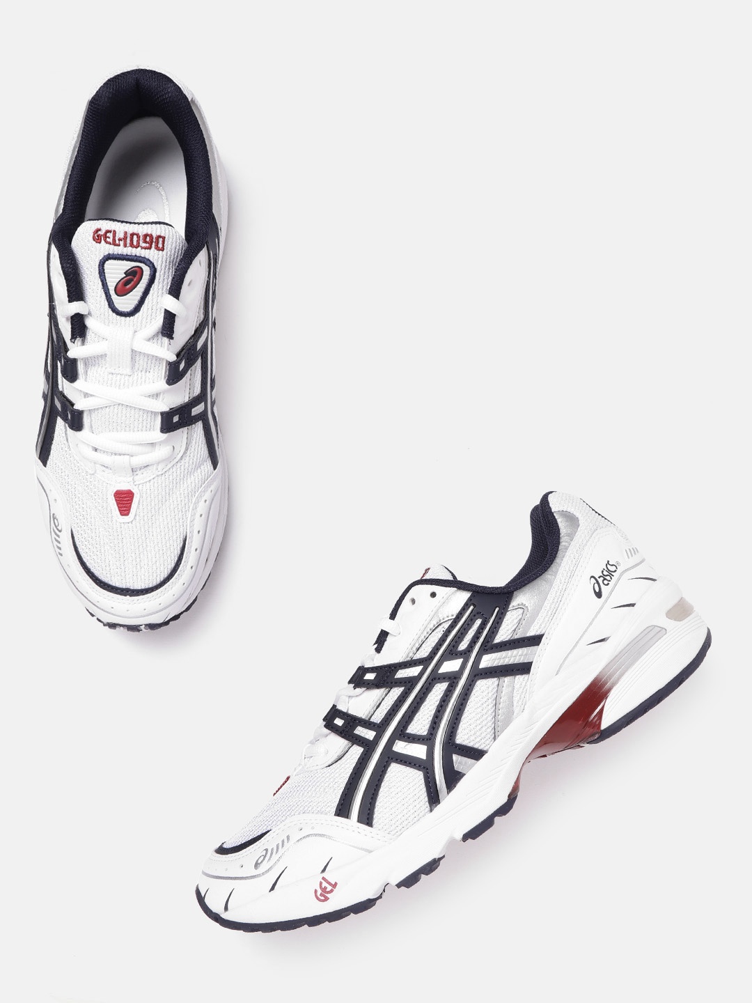 

ASICS Men White & Navy Blue Woven Design & Perforated Gel-1090 Sneakers