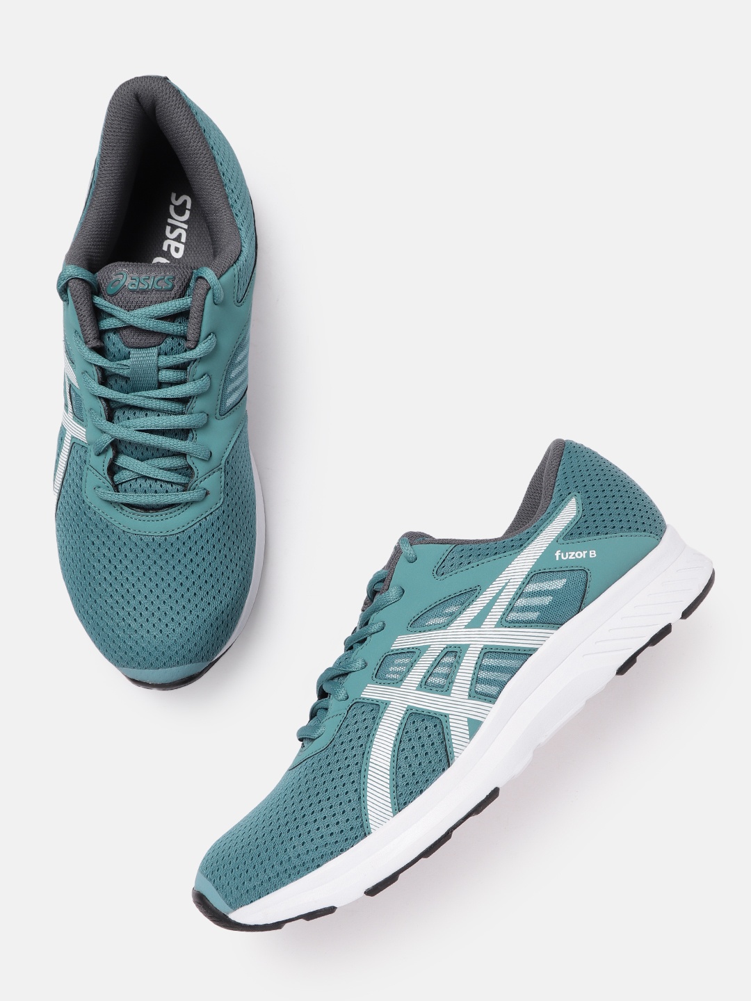 

ASICS Men Teal Blue & White Woven Design Fuzor B Sneakers