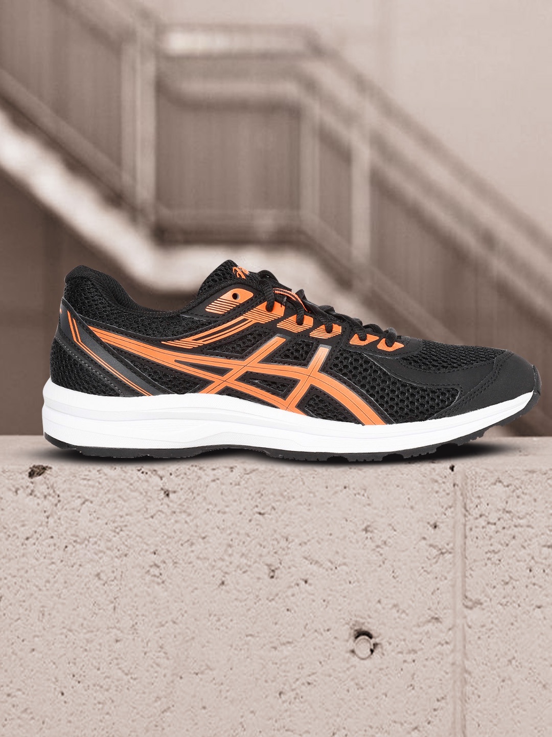 

ASICS Men Black & Orange Gel-Braid Woven Design Running Shoes