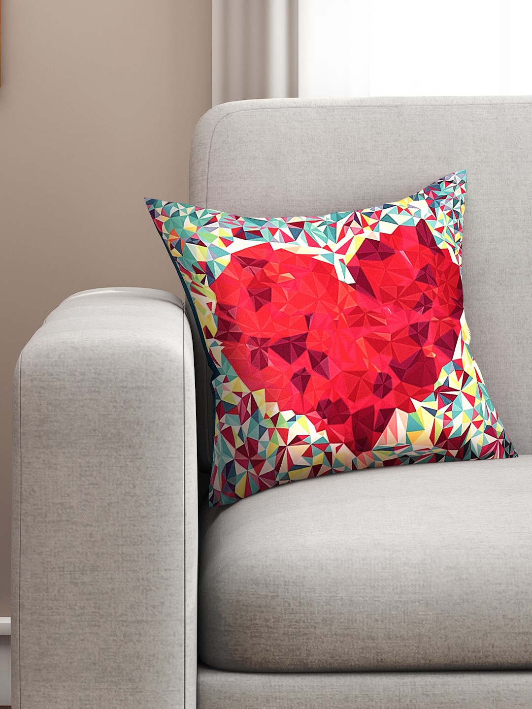 

SEJ by Nisha Gupta Multicoloured Single Printed 16" x 16" Square Cushion Cover, Multi