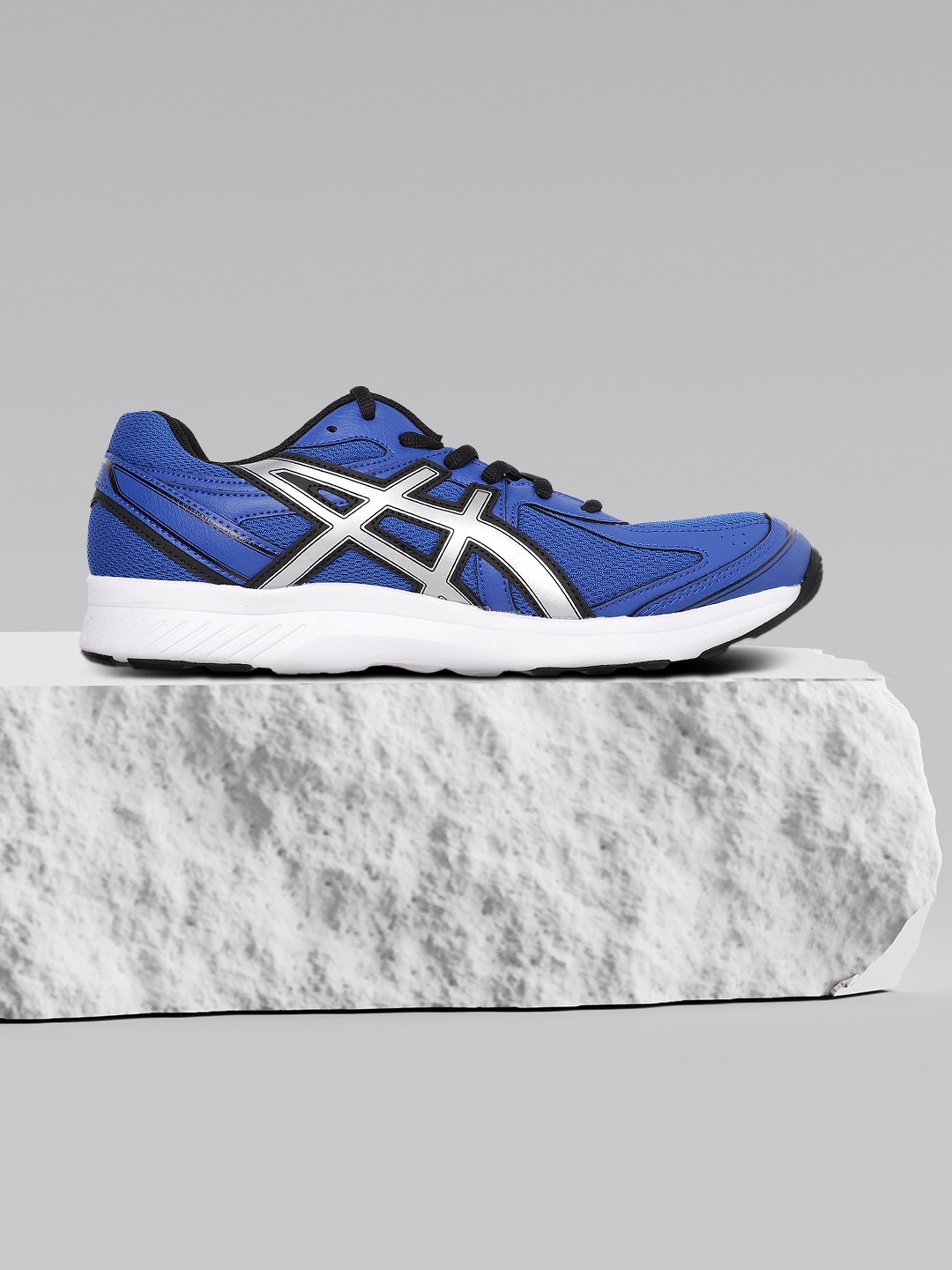 

ASICS Men Blue & Silver-Toned Road Jog Woven Design Running Shoes