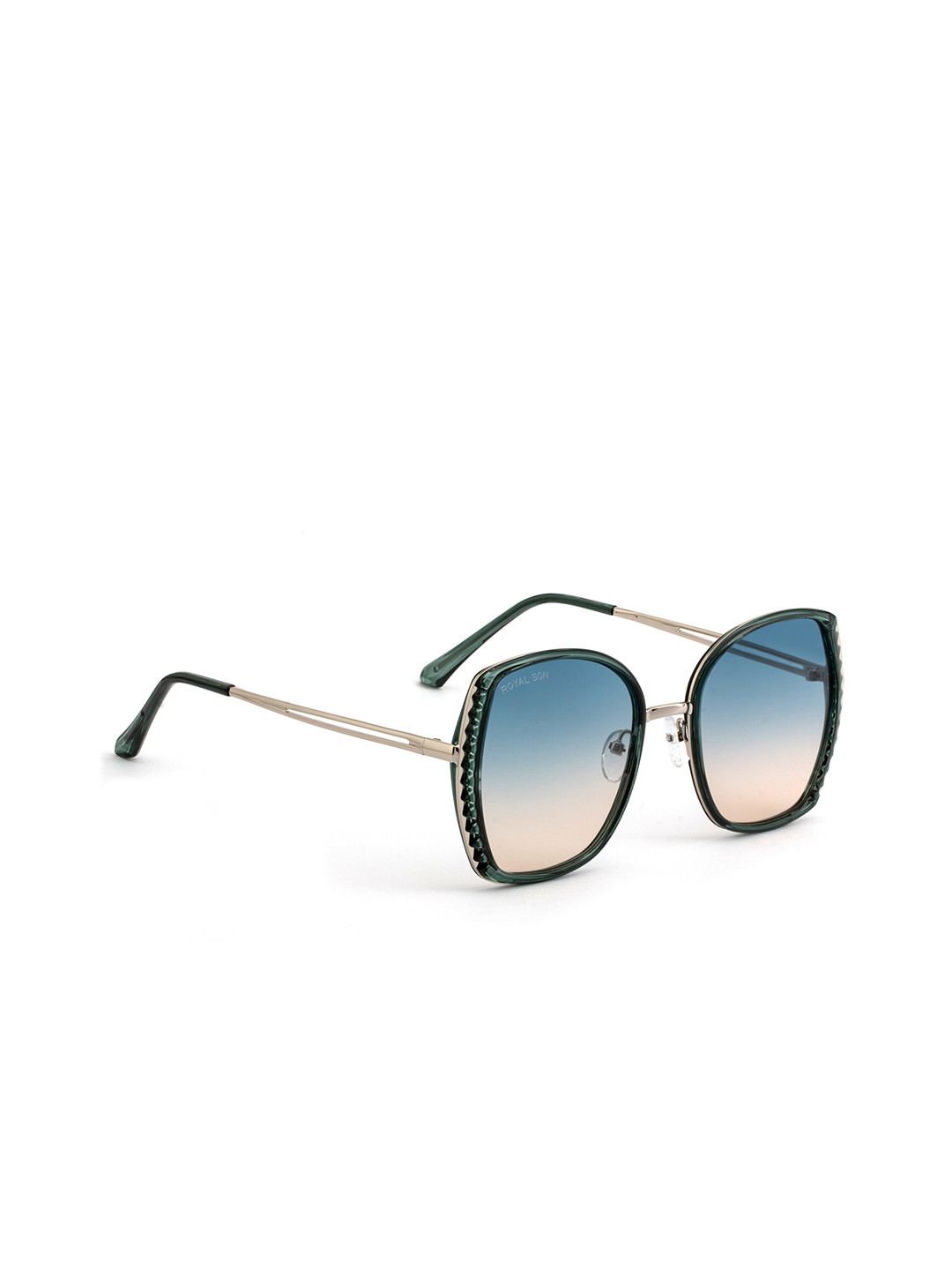 

ROYAL SON Women Blue Lens & Silver-Toned Oversized Sunglasses with Polarised and UV Protected Lens