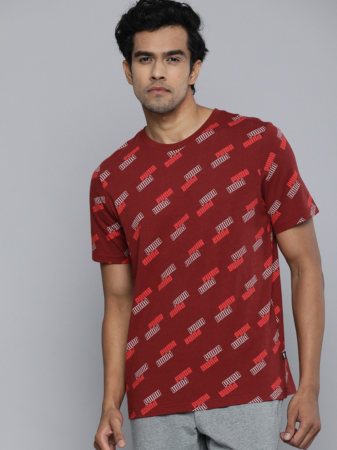 

Puma Men Maroon Brand Logo Printed Regular Fit POWER T-shirt