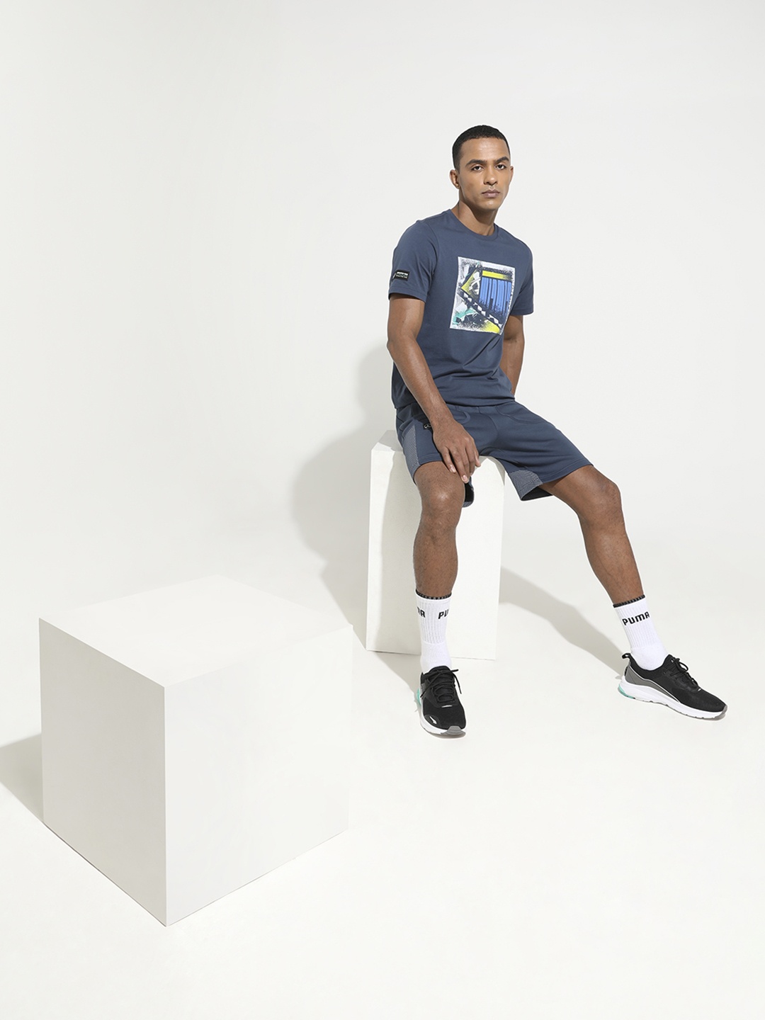 

PUMA Motorsport Men Blue Mercedes F1 Graphic Printed Pure Cotton T-shirt