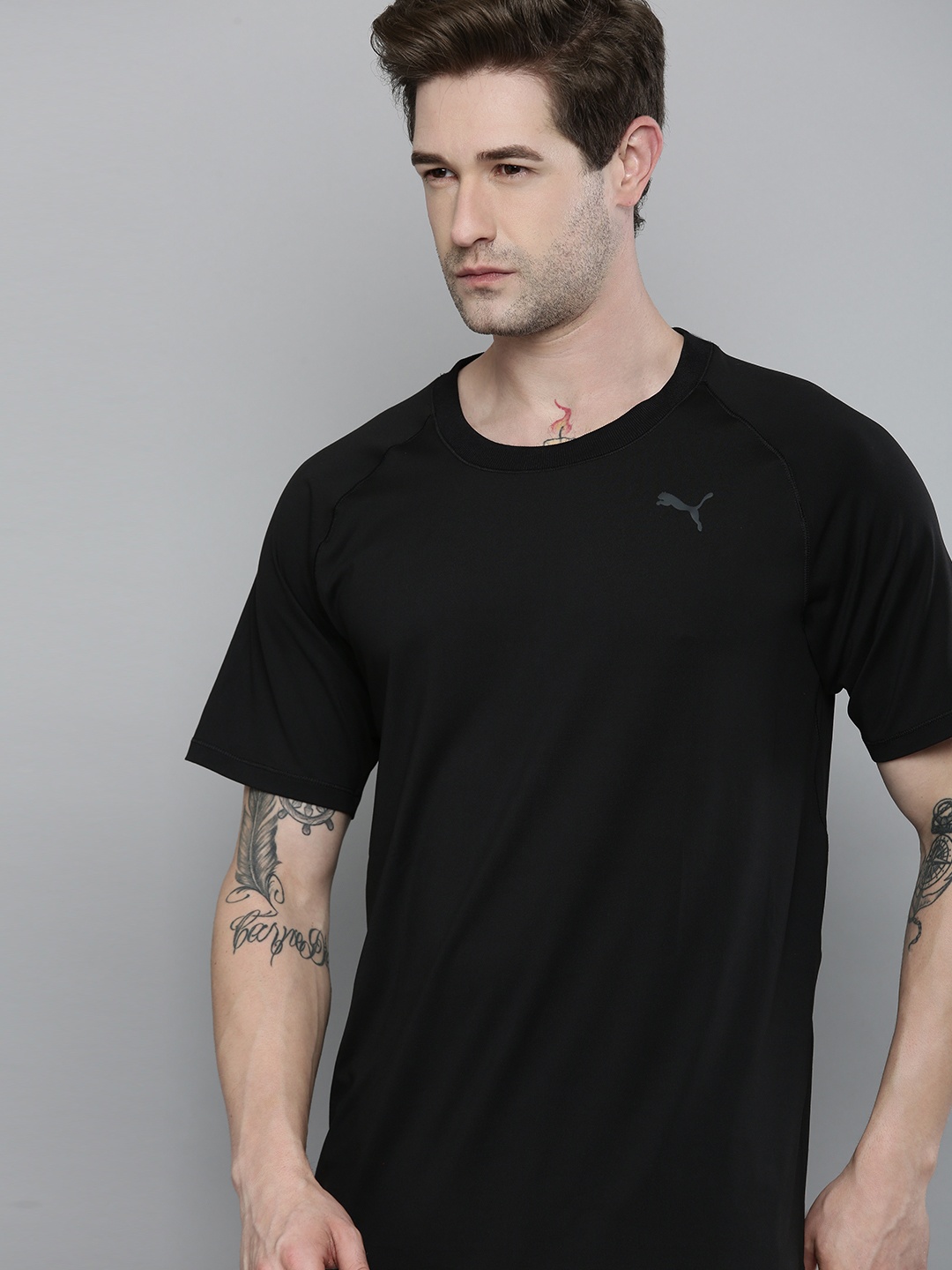 

Puma Men Black Solid Studio Short Sleeves Yoga T-shirt