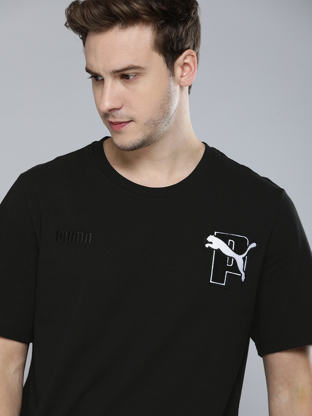 

PUMA x PUMA Unisex Black Loose Brand Logo Printed Pure Cotton T-shirt