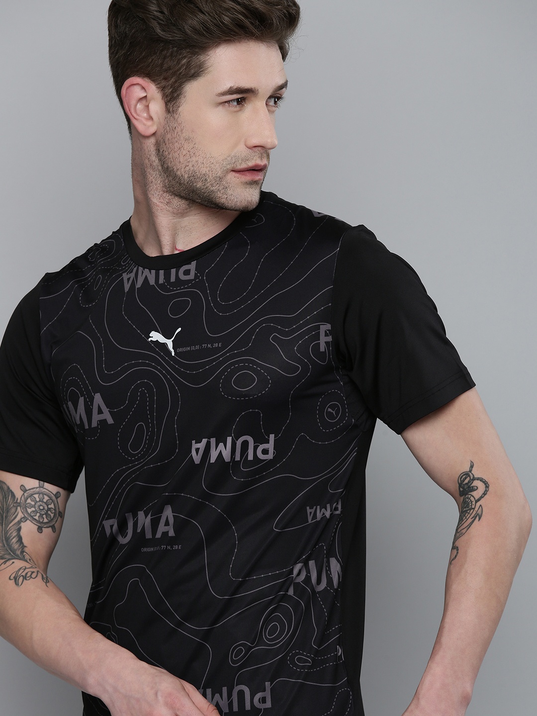 

one8 x PUMA Men Black Printed Virat Kohli Slim Fit T-shirt