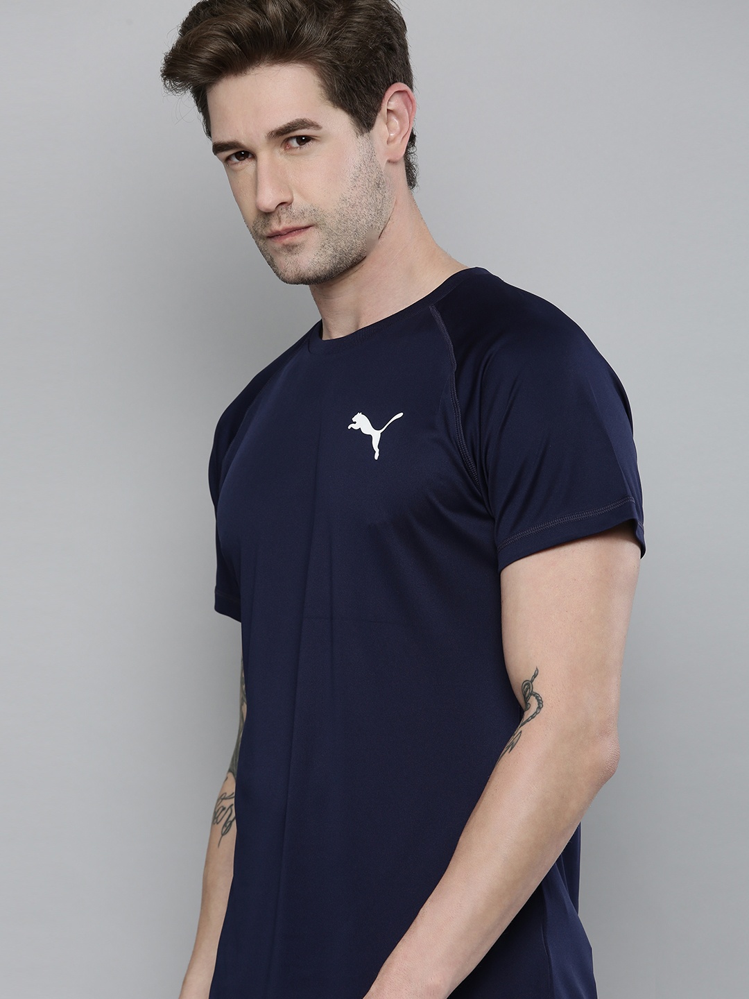 

Puma Men Navy Blue RTG Brand Logo Printed Slim Fit T-shirt