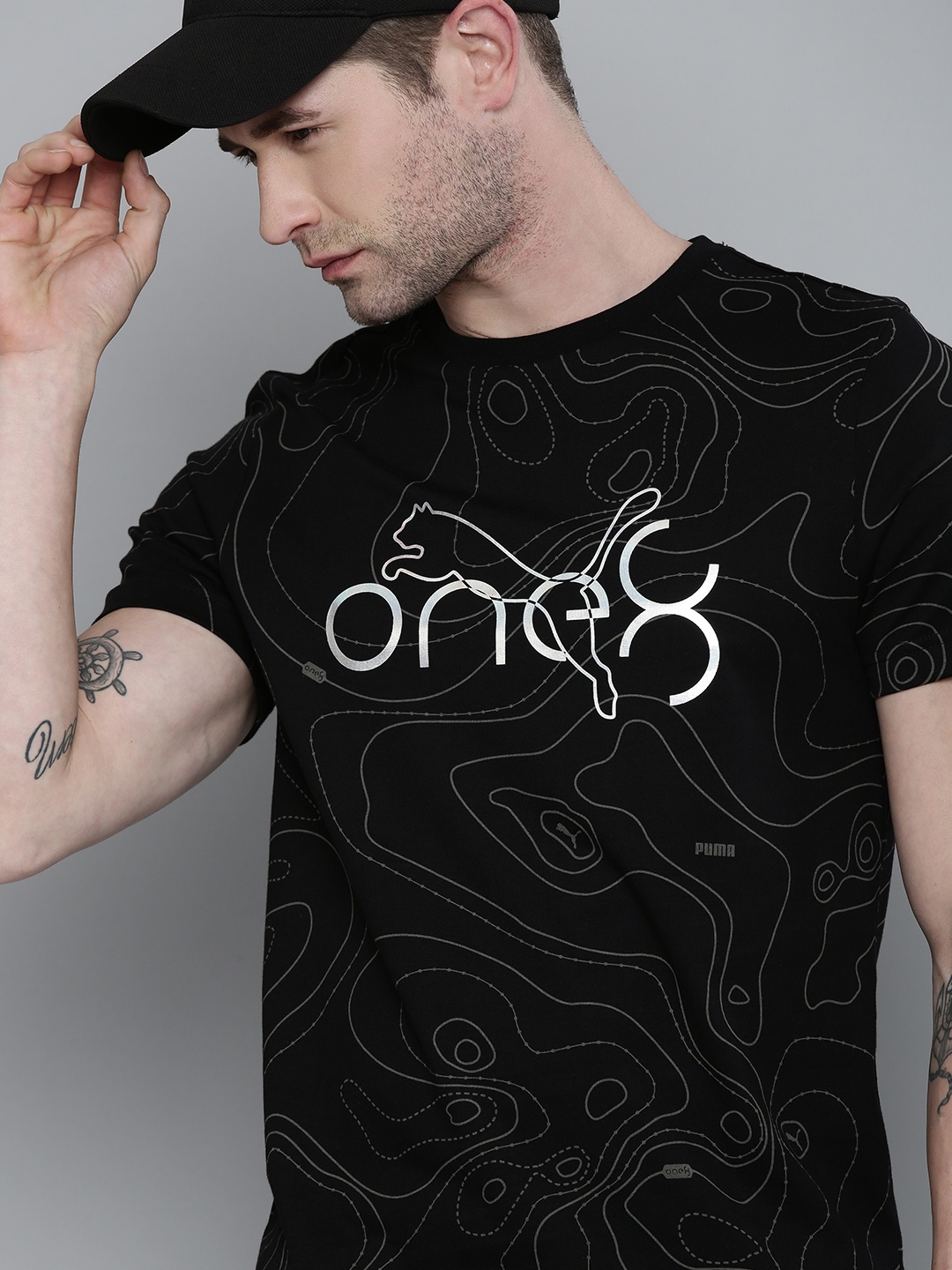 

one8 x PUMA Men Black Printed Virat Kohli Pure Cotton T-shirt