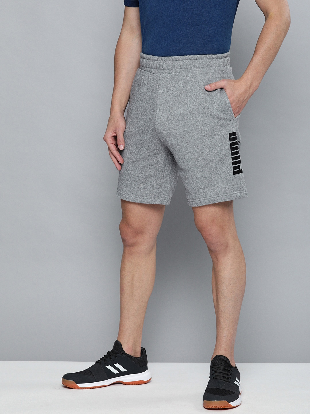 

Puma Men PUMA POWER Knitted Regular Fit Sports Shorts, Grey melange