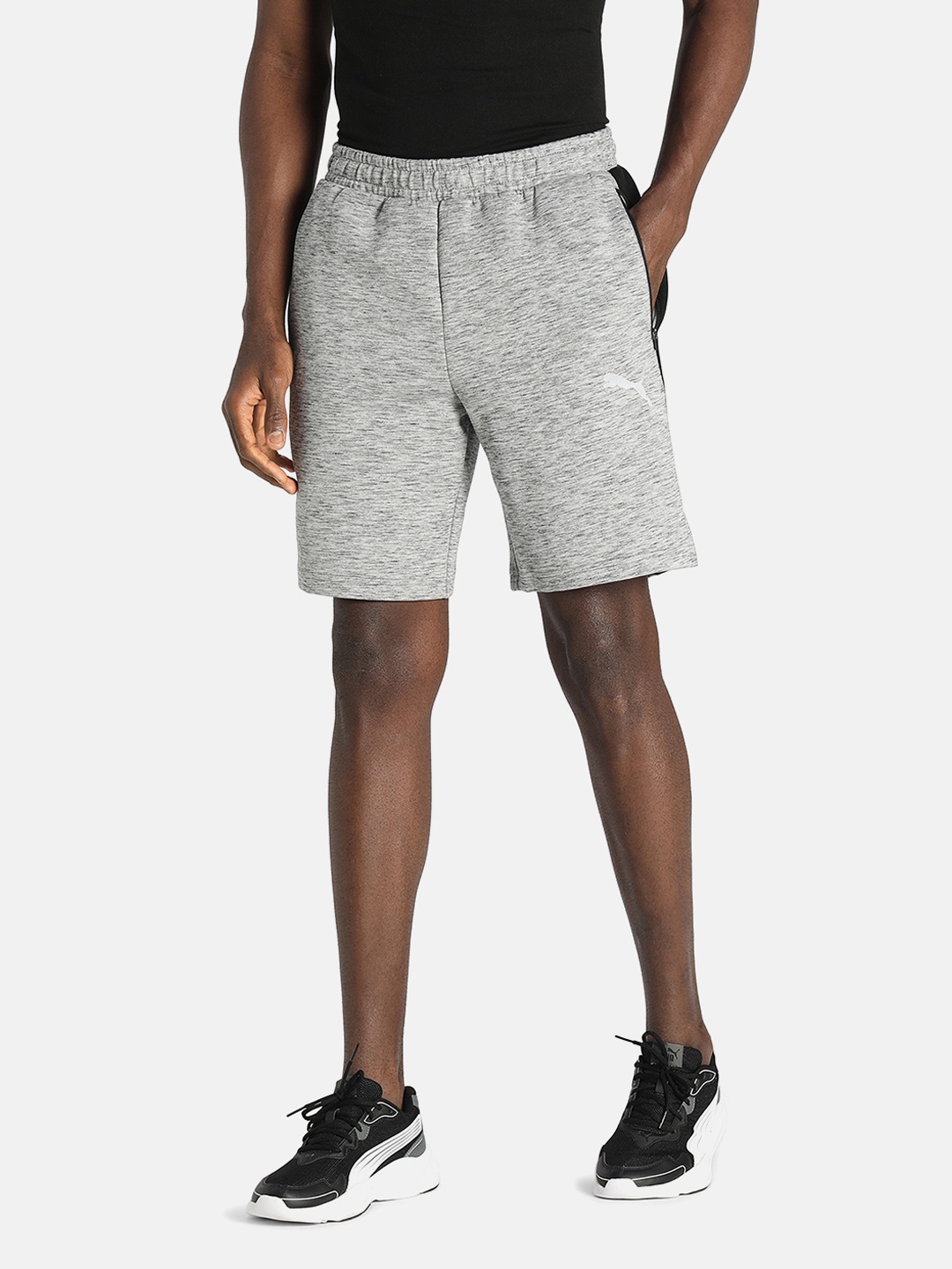 

Puma Men Evostripe Regular Fit Knitted Track Shorts, Grey