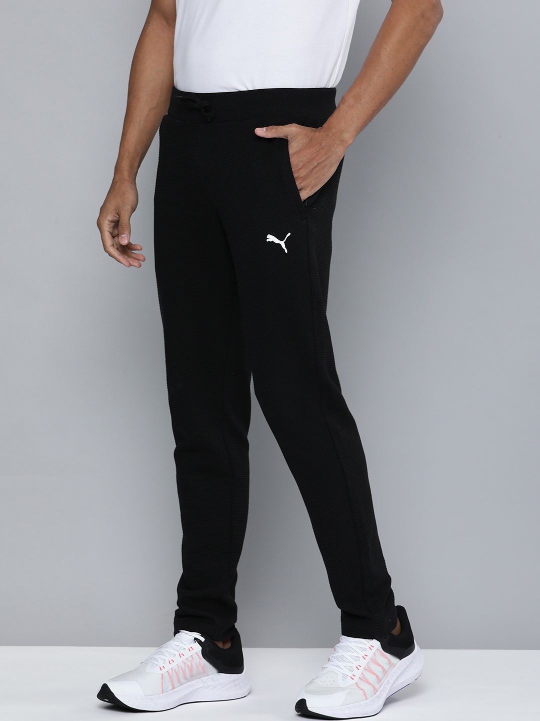 

Puma Men Black Solid Ottoman Knitted Slim Fit Track Pants