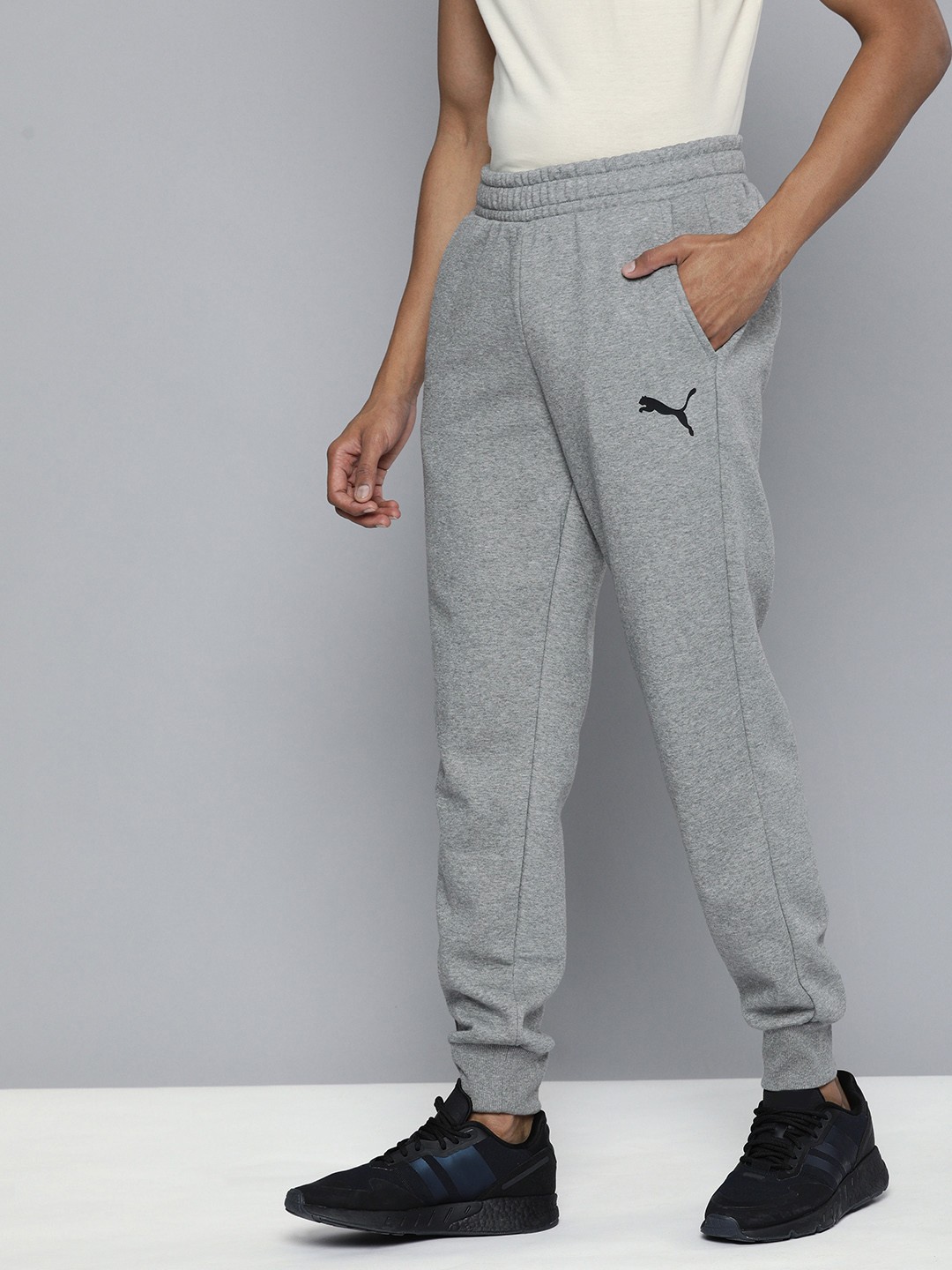 

Puma Men Grey Essential Brand Logo Printed Joggers