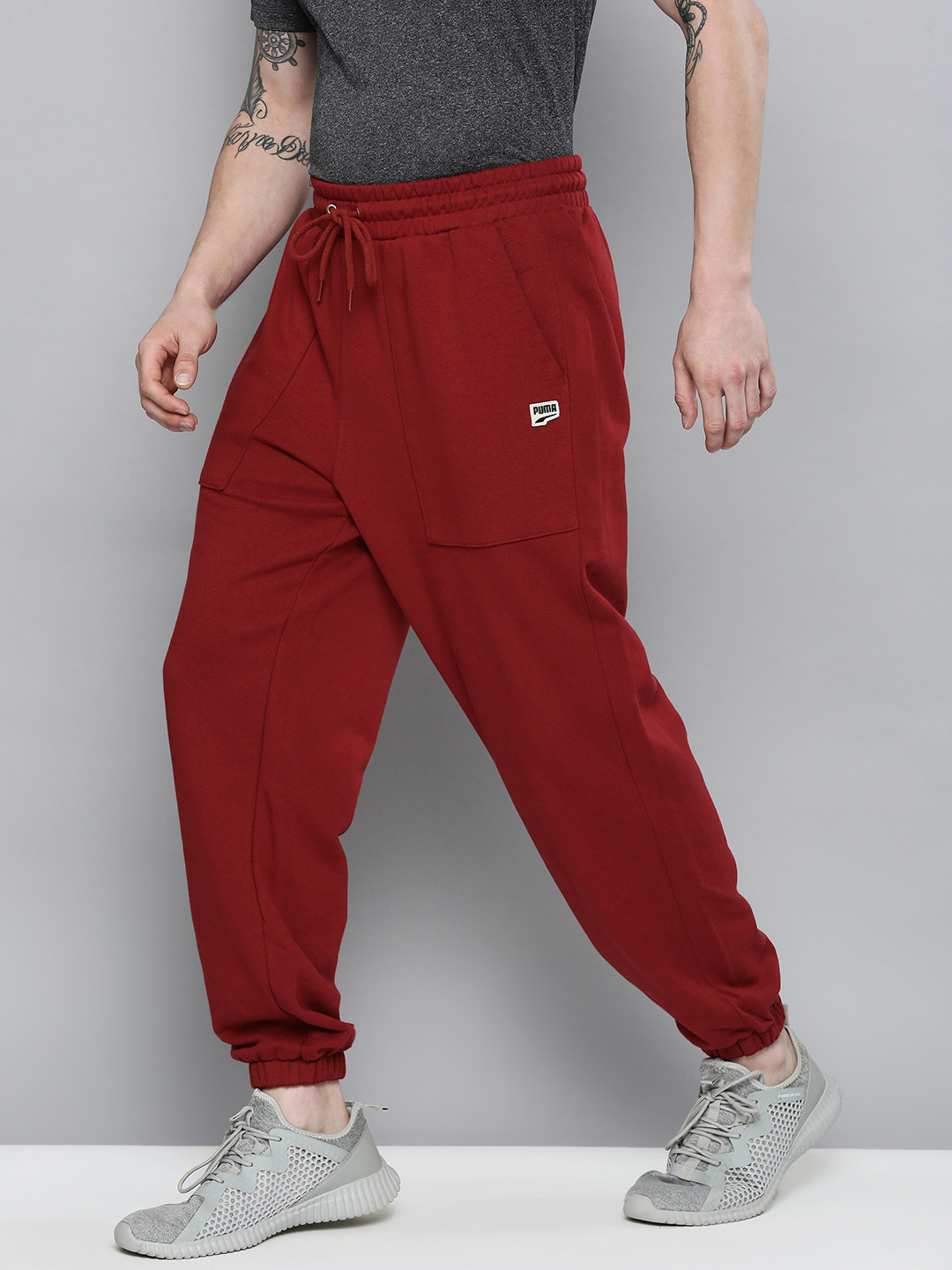 

Puma Men Red Solid Downtown Knitted Loose Sweat Sustainable Pants