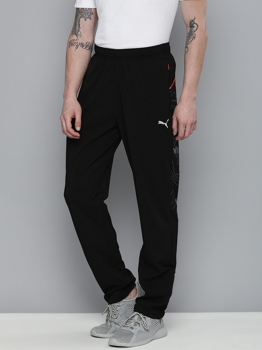 

one8 x PUMA Men Black Printed Slim Fit Virat Kohli Track Pants