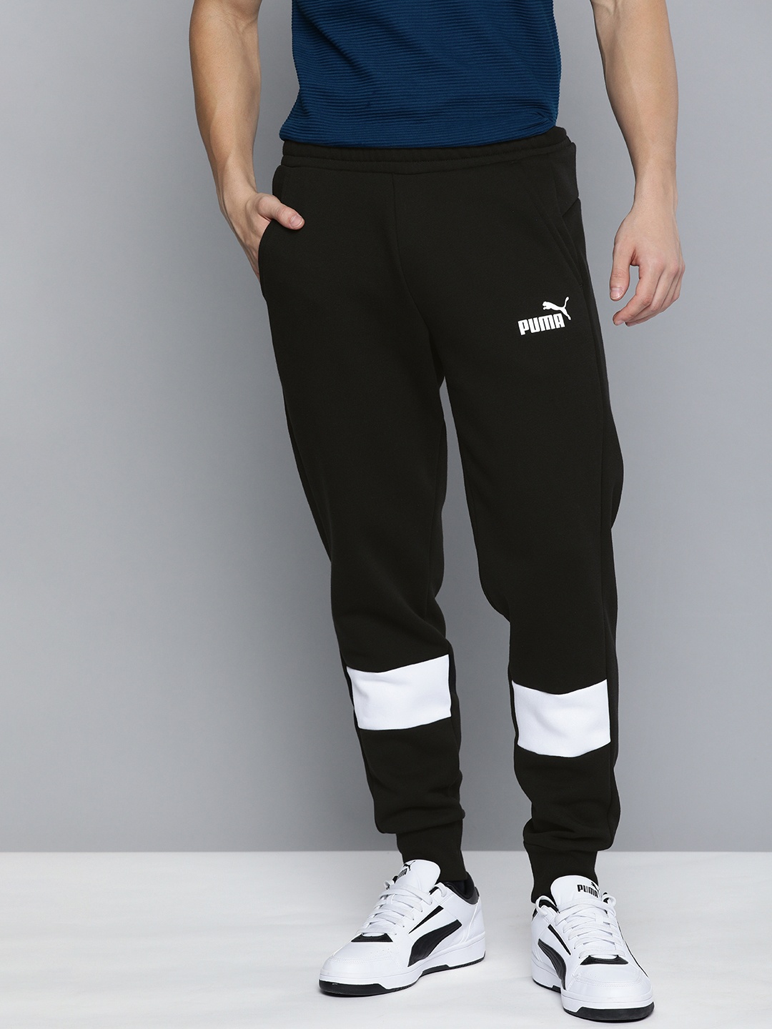 

Puma Men Black Regular Fit Essential Colourblock Joggers