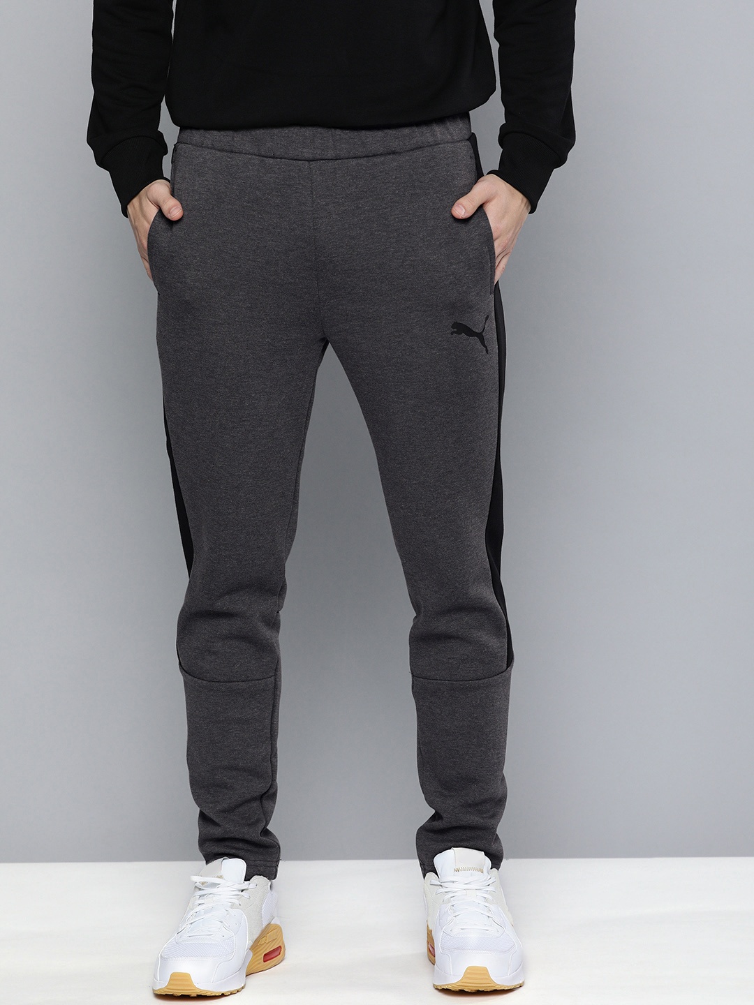 

Puma Evostripe Men's Dark Gray Heather Solid Slim Fit DryCell Sweat Sustainable Pants, Grey
