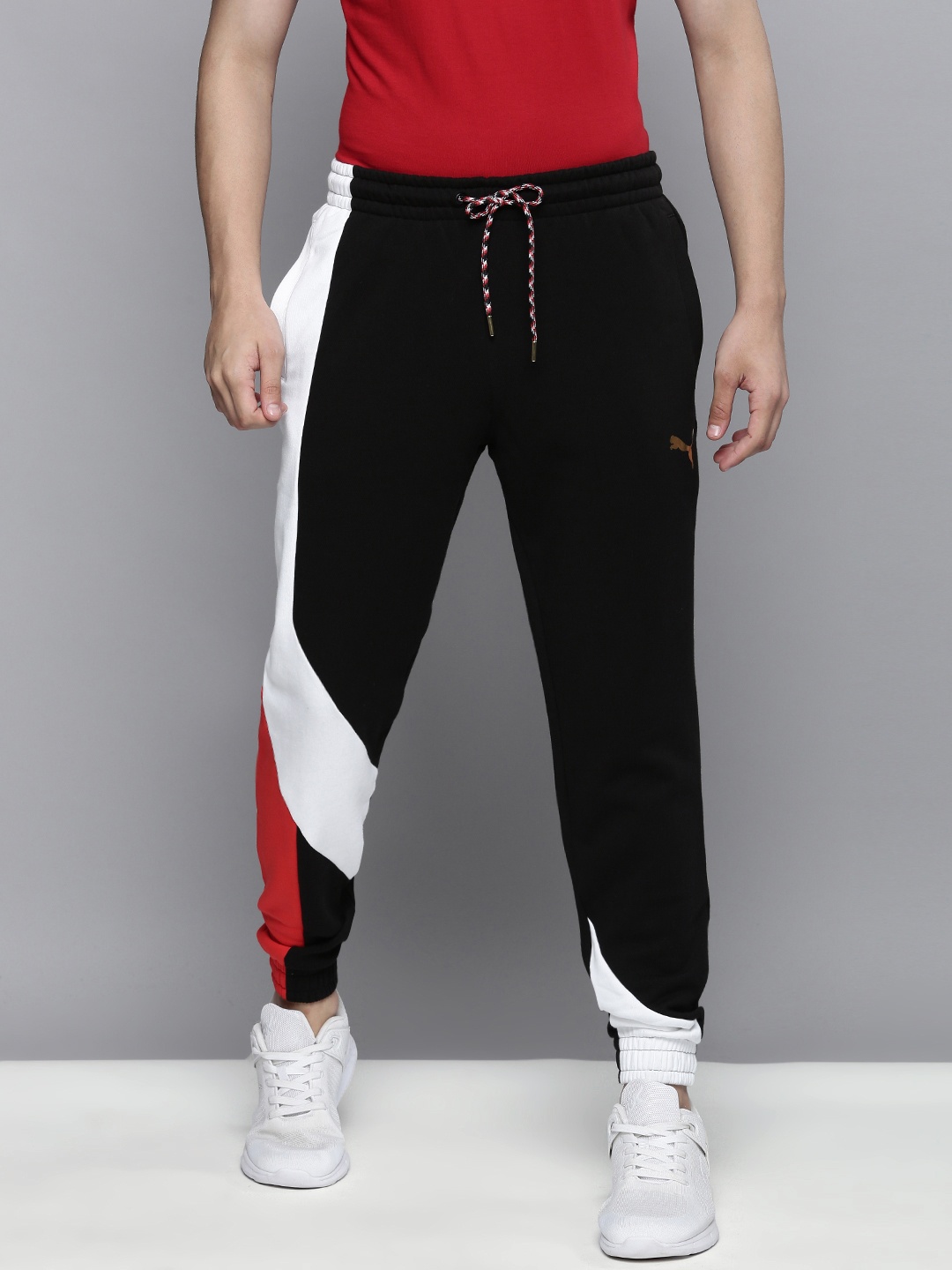 

Puma Men Black Colourblocked Knitted Training Track Pants