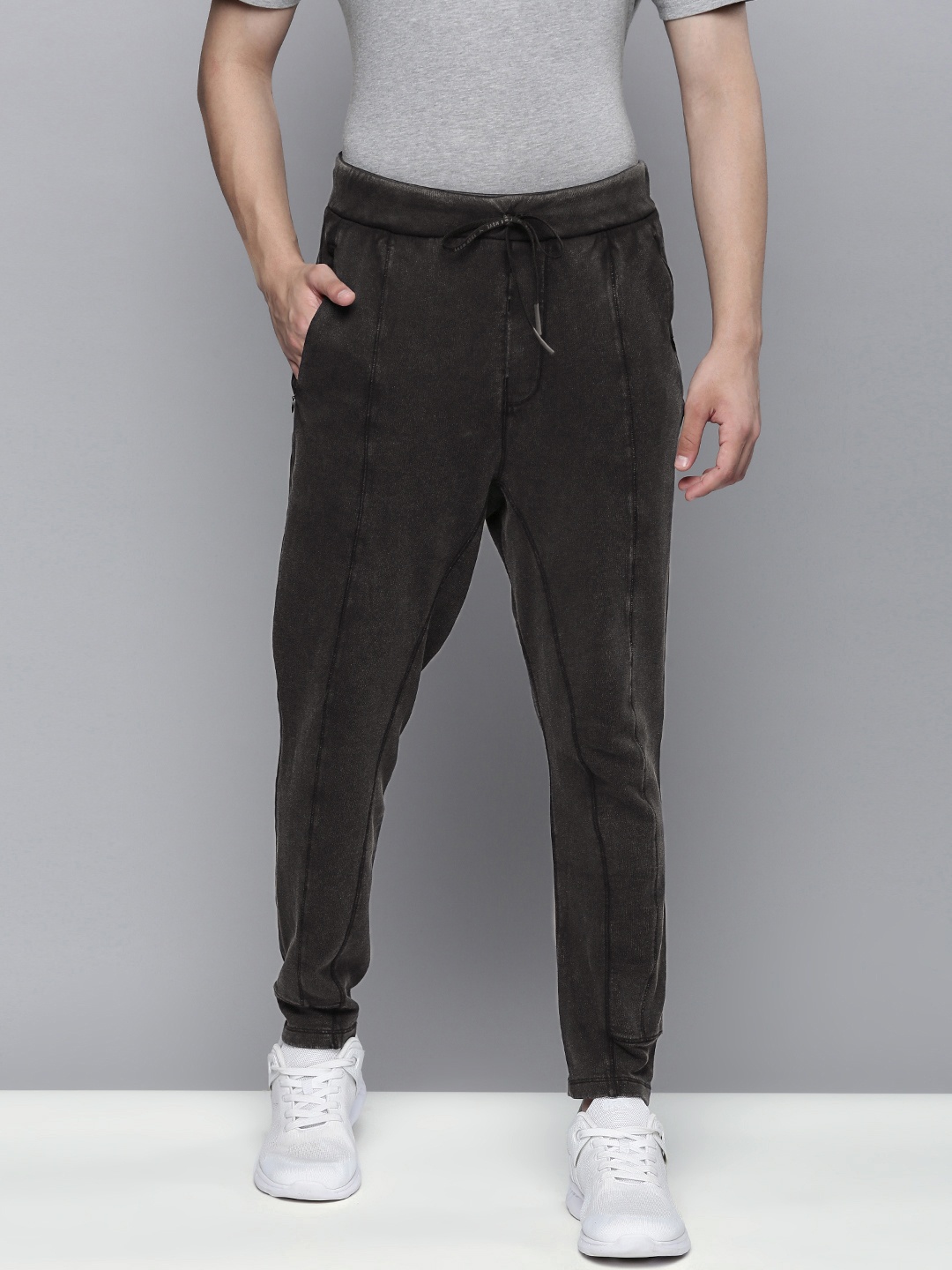 

Puma Men Charcoal Grey Washed Knitted Regular Fit Yoga Track Pants
