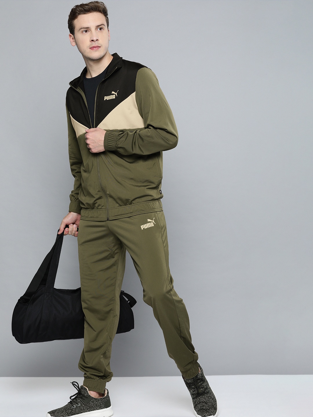 

Puma Men Colorblocked Regular Fit Tracksuit, Olive
