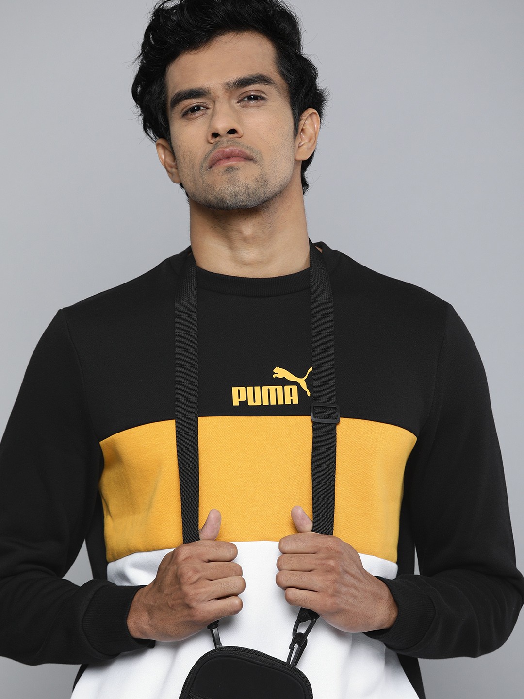 

Puma Men Black & White Colourblocked Essential+ Crew Sweatshirt